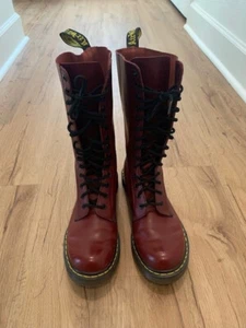 Dr Martens 1914 lace up boots US womens 9 cherry red smooth leather - Picture 1 of 4