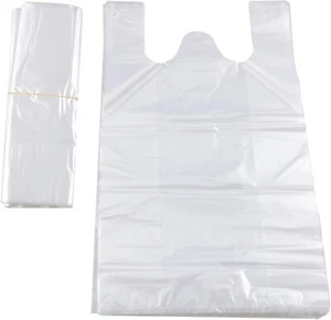 Transparent Grocery Bags Plastic Shopping Bags with Handles T Shirt Bags Small - Picture 1 of 8
