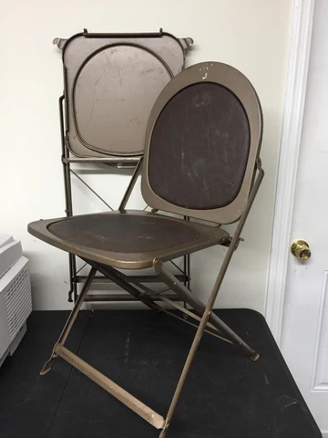 Steel Vintage 50s 1950s Folding Utilitarian Chair Chairs Cover