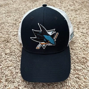 NHL San Jose Sharks Snapback Sombrero Para Hombre Negro/Blanco Malla Parche Logo por CCM Hockey - Imagen 1 de 11