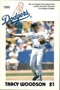 1989 Dodgers Police Baseball Card #12 Tracy Woodson