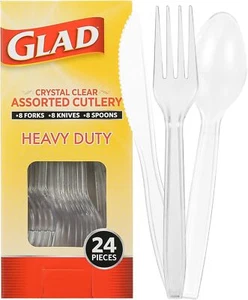 24 Fork Knife and Spoon Set - Reusable - Disposable Spoons, Forks, and Knives - Picture 1 of 11