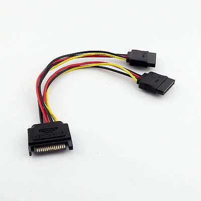 SATA Male 15pin To 2x15 Pin Female SATA Hard Disk Power Splitter Extension Cable - Image 1 of 4