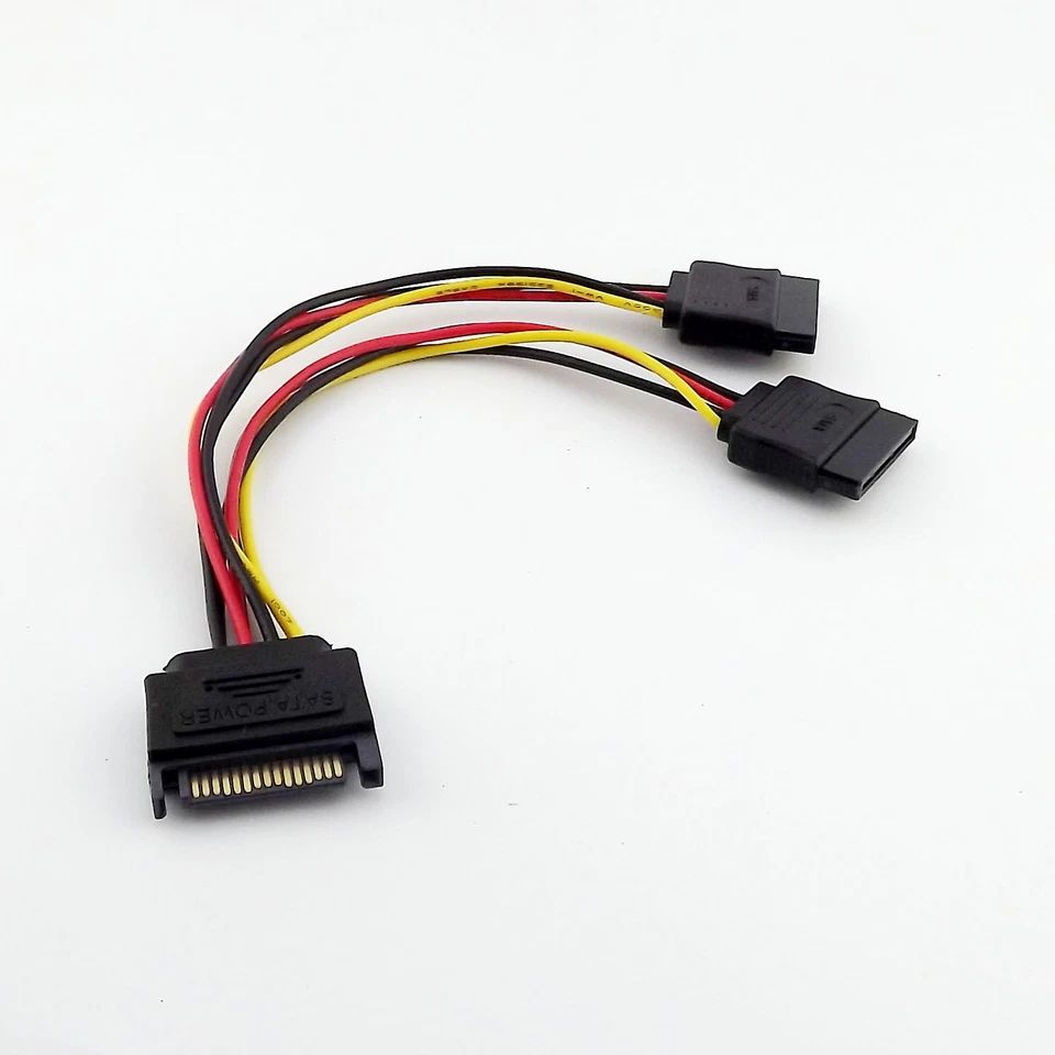 SATA Male 15pin To 2x15 Pin Female SATA Hard Disk Power Splitter Extension Cable - Image 1 of 4