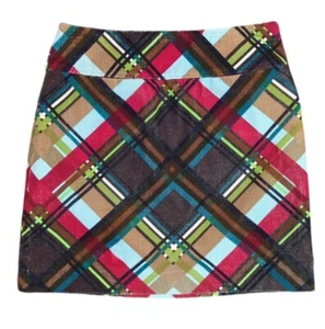 Etcetera Mini Skirt Sz 6 Velvet Plaid Corduroy A Line Goblincore Grunge Retro - Picture 1 of 11