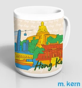 Tasse Hong Kong 9,5 cm China Buddha Becher Keramik Kaffee - Bild 1 von 2