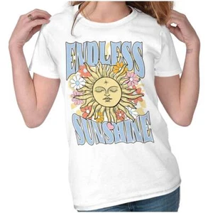 Celestial Sun Face Endless Sunshine Flowers Graphic T Shirts for Women T-Shirts - Picture 1 of 7