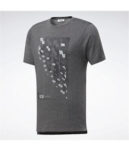 Reebok Mens ActivChill Cotton Graphic T-Shirt, Grey, Small