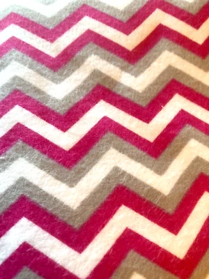 Pink Chevron Flannel fabric 40 inches unfinished sewing project 4 inch fringe - Image 1 of 4