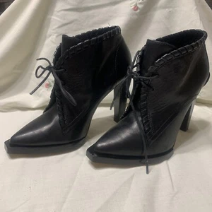 Alexander Wang Black Leather SOFI Lace Up Booties US 6 / EU 36 Gorgeous Shoes - Picture 1 of 16