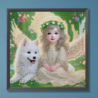 5D DIY Partial Special Shaped Drill Diamond Painting Angel and Wolf Cub 30x30cm