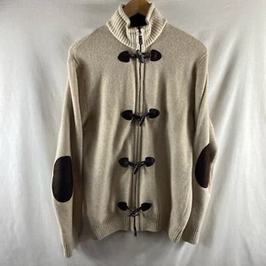 Enrico Soriani Mens Zip Toggle Jacket XXL 2XL 100% Lana Wool Elbow Pads Beige - Picture 1 of 9
