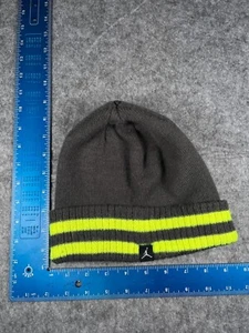 Jordan Jumpman Beanie Toque Youth One Size Gray Neon Green Stripes Knit Acrylic - Picture 1 of 8