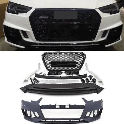 TRADE VEHICLE PARTS Fits Audi A4 B9 Facelift 2015-2018 Front Bumper Bodykit W/Grilles RS4 Style