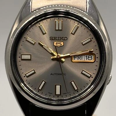 Seiko 5 Automatic Silver Dial Silver Steel Men’s Watch SNXS75K1 - Image 1 of 4