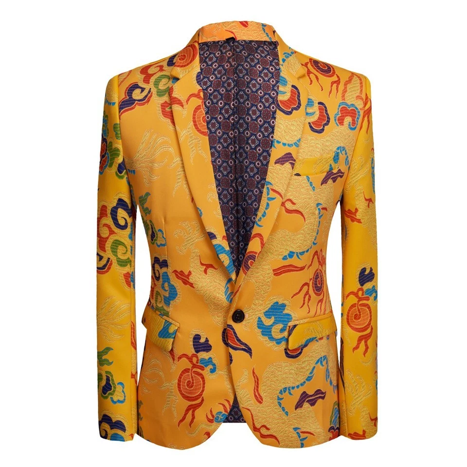 Moda Cachemira Hombres Chaquetas Blazer Calce Ajustado Esmoquin Muesca Solapa Floral Informal Foto 1 de 4