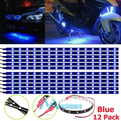 12x 12V 12" 1FT 15SMD LED Strip Light Flexible Waterproof For Moto Car Truck SUV - Image 1 of 4