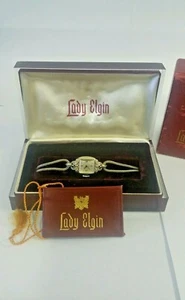50er Jahre Elgin 14k Gold Diamant Damenuhr Goldarmband - Bild 1 von 12