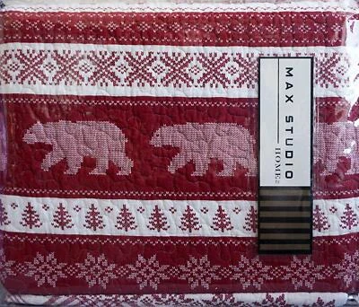 Max Studio Christmas Bear Moose Cotton Reversible Quilt - FULL/QUEEN Size - Image 1 of 3