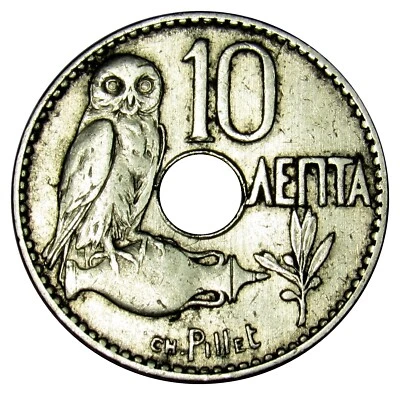 Greece 10 Lepta coin 1912 KM#63 Owl (b2) - Image 1 of 2