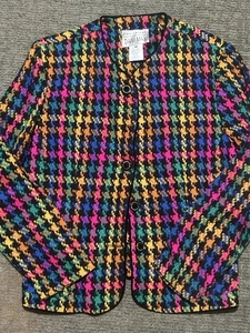 Vintage Lois Snyder Dani Max Damen 16 Mehrfarbig Hahnentritt Blazer - Bild 1 von 5