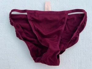 New Vintage Victoria's Secret Signature Band 100% Cotton String Bikini Panties - Picture 1 of 4