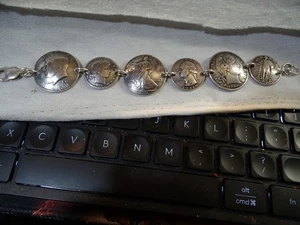 Sechs echte Sterling Münze 8" Armband 1964,1914,1941,1941,1902,1928 Gewicht 2oz. - Bild 1 von 8