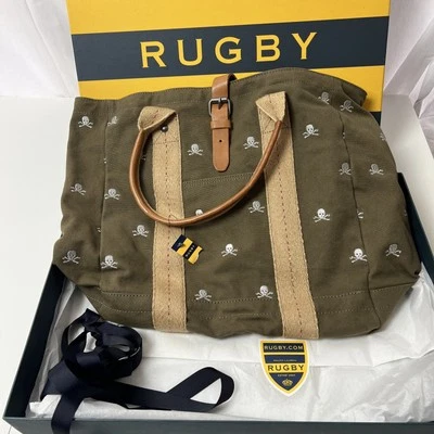 Bolso de Mano Ralph Lauren Rugby Calavera Bordado Lona Tostado Nuevo Con Etiquetas de Caja Raro Foto 1 de 4