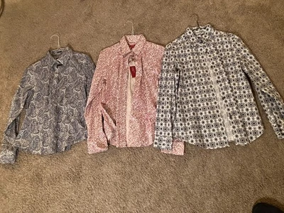 Lot of 3 Women's Classic Cotton BLOUSES - Talbot's & Dockers, Sz S (6-8) — 第 1/4 张图片