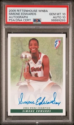 2005 Rittenhouse WNBA Auto WNBA Champion Simone Edwards PSA 10 GEM MINT POP 1 - Image 1 of 2