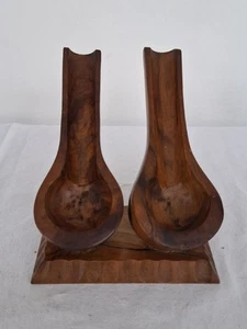 Walnut 2 Pipes Stand Wooden Stand - Picture 1 of 6