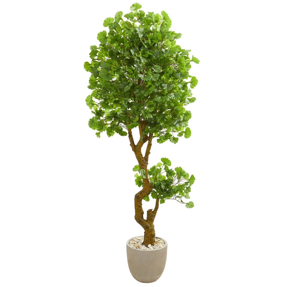 Nearly Natural 6.5’ Jingo Artificial Tree In Sand Colored Planter UV Resistant - Image 1 of 1