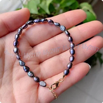 Elegante pulseira de pérolas barrocas de água doce multicolorida natural real 4-11mm 8 polegadas - Imagem 1 de 4