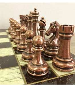 Unique Chess Set Handmade Bronze Chessmrn Wooden Chess Board, Gift Ideas 🎁 - Picture 1 of 8