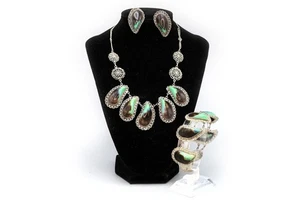 SUPER RARE Art Deco Jewelry Set, Necklace, Bracelet, Earrings, Portuguese Silver - Picture 1 of 6