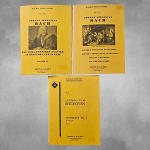 2 x Kalmus Study Scores 711/714 Bach 1 x Minature Orchestra Scores #8 Beethoven - Picture 1 of 24