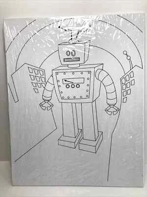 Marcador de tinta robô pirata para colorir festa 2 casais placa de lona pré-impressa 8X10 - Imagem 1 de 4