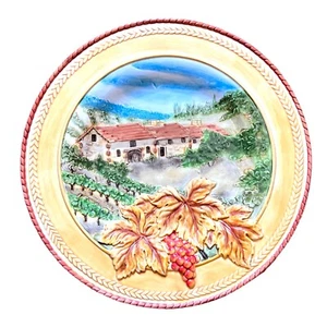 Fitz & Floyd Del Vino Round Platter Decorative Vineyard Cake Serving Plate - Picture 1 of 15
