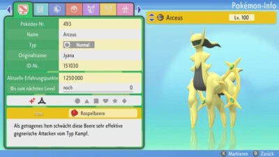 Arceus Shiny | LVL 100 | Legal + Onlinefähig | Pokemon Diamant & Perl - Bild 1 von 4