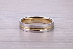 4 mm Wide Two Tone 18ct White and Yellow Gold Wedding Band - Picture 1 of 5