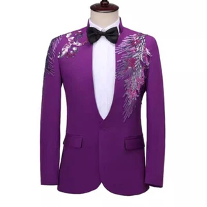 Traje Blazer de Lentebrilla para Hombres Chaqueta Abrigo Un Botón Ajustado Actuación Escenario Fiesta - Imagen 1 de 11