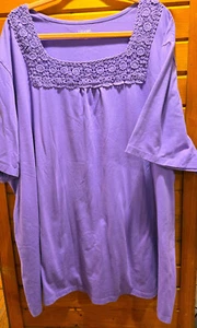 Liz & Me Top Sz 5X, Lavender Purple, Short Sleeves, Crochet - Picture 1 of 8