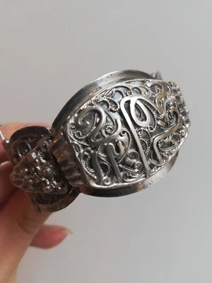 BRACELET BERBERE  ANCIEN EN ARGENT AVEC POINCONS BIJOU ETHNIQUE  - Photo 1/4