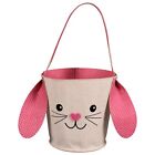 Pink Canvas Easter Bunny Shaped Easter Candy Basket Panier For Kids