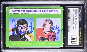 Phil Esposito & Bobby Clarke Signed 1973-74 O-Pee-Chee #135 CGC AU JSA 10 Auto - Picture 1 of 2