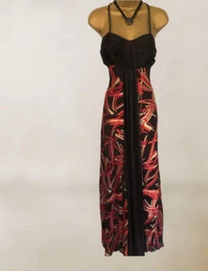Langes Cocktailkleid aus Seidenmix von Monsoon braun, rosa & rot UK 10 US 6 EU 38 - Bild 1 von 10
