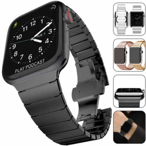 Metal Steel Link Band Strap for Apple Watch 9 8 7 6 5 4 3 SE 38/40/41/42/44/45mm - Picture 1 of 25