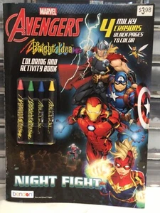 Avengers Kids Bright Idea 4 Crayons Coloring Book New - Foto 1 di 2