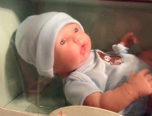  BERENGUER BABY DOLL 10" REAL BOY AGE 2+ NRFB VERY OPENED MOUTH SEXED SOLID BLUE - Picture 1 of 3