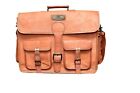 21" Genuine Vintage Leather Bag Men's Messenger Shoulder Laptop Bag Briefcase